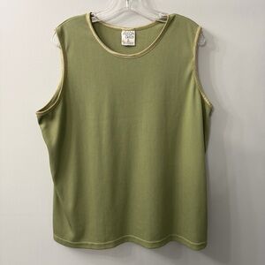 Vintage Allison Daley Green Sleeveless Round Neck Ribbed Top 3X